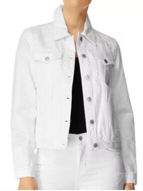J Brand White Denim Trucker Jacket